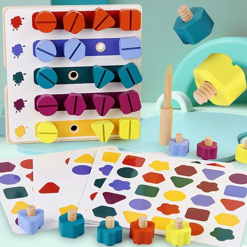 Colorful Nut Shape Montessori Toy Kids Early Learning Resource Gift for Toddler Boy Girl Kid 3+ Develop Fine Motor Skill